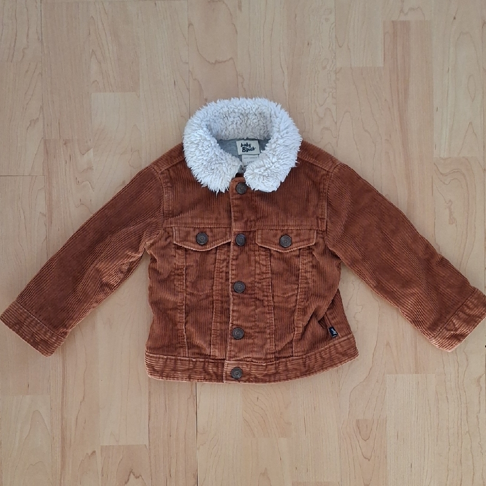 Baby B'Gosh Toddler Brown Corduroy Jacket with White Faux Fur Collar Size 18m